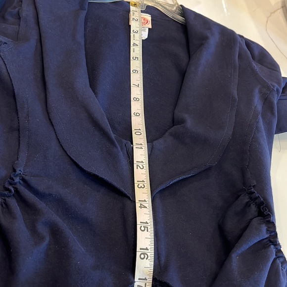 Navy Blue short sleeve top/shrug by Curious Gypsy. Large. Front zipper - Picture 13 of 14
